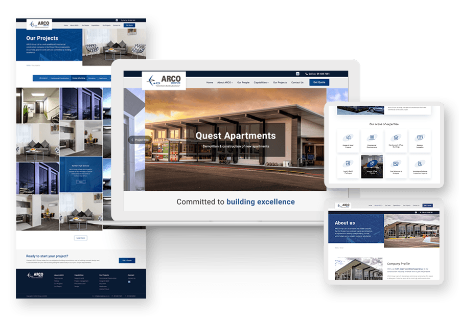 Www.kasablatik created the website for construction company ARCO to present their services